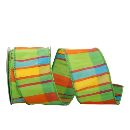 JAM Paper 2.5" x 10yd. Wired Citrus Life Plaid Ribbon {1}