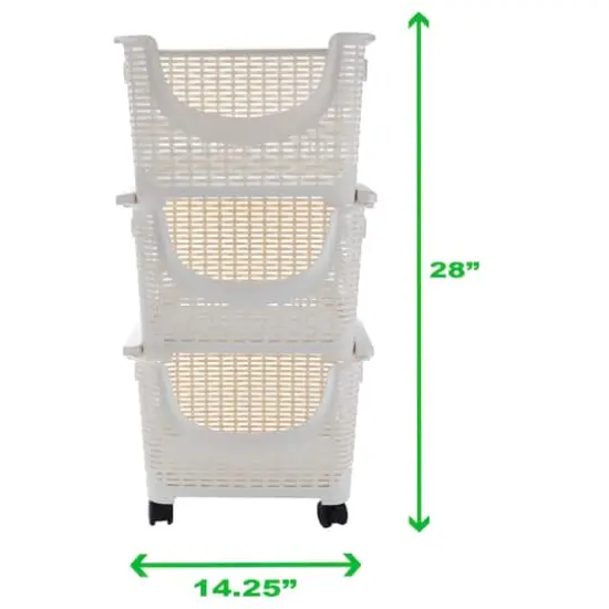 Mind Reader 3-Tier Ivory Rolling Plastic Storage Containers {4}