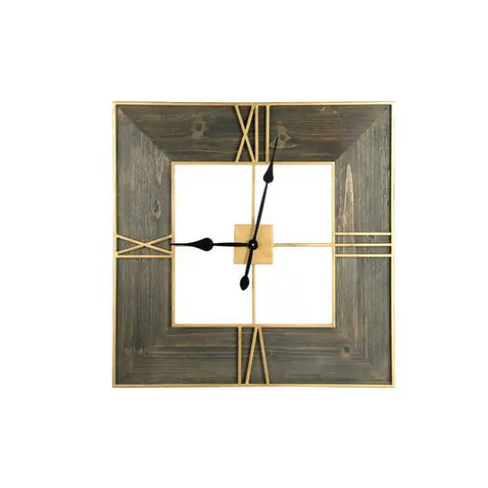 Hello Honey&reg; 2.5ft. Gold Trimmed Wooden Square Wall Clock {1}