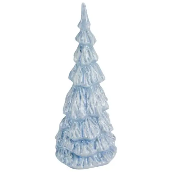 10.5" Blue & White Textured Christmas Tree Tabletop Décor {4}