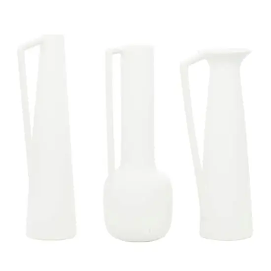 CosmoLiving by Cosmopolitan Set of 3 White Ceramic Modern Vase, 17", 16", 16" {1}