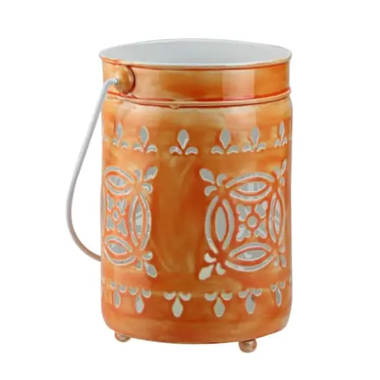 7.5" L'Eau de Fleur Bright Orange Votive Candle Lantern {3}
