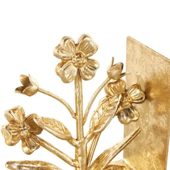 6.5" Gold Shimmer Metal Floral Bookends, 2ct. {6}