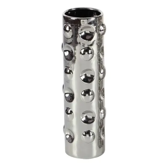 12" Silver Ceramic Glam Vase Set {6}