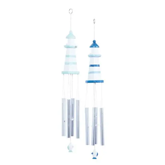 Set of 2 White Aluminum Coastal Wind Chimes, 4" x 30" Each {3}