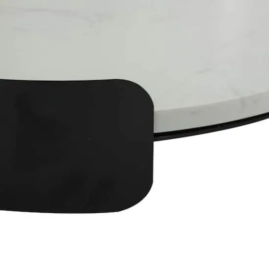 19" White Marble Round Living Room D&eacute;cor Tray {5}