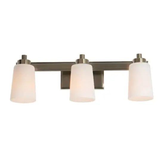 Hello Honey&reg; Robert Stevenson Lighting Sullivan Park Frosted Glass & Metal 3-Light Vanity Brushed Nickel {3}