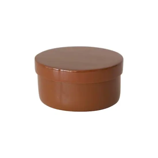 Hello Honey&reg; 6.25" Caramel Brown Round Lacquered Bamboo Container with Lid {3}