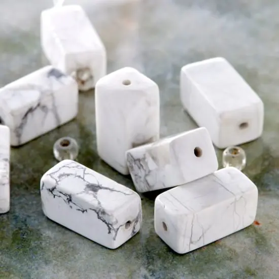 White Large Howlite Rectangle Beads, 16mm by Bead Landing&trade; {3}