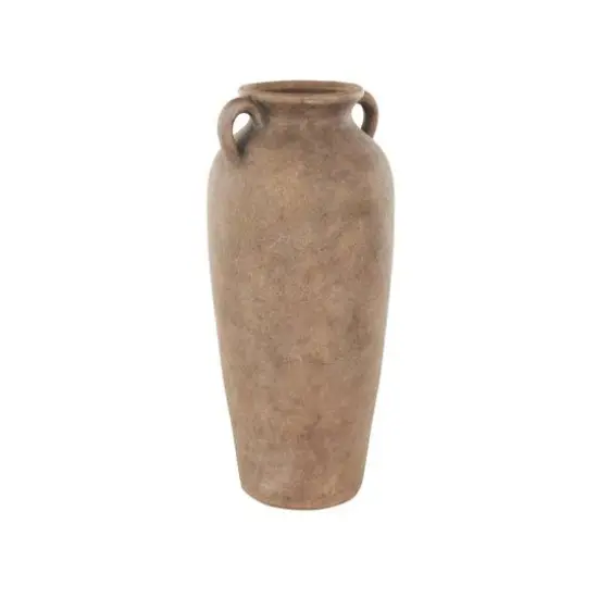 20" Copper Ceramic Antique Style Textured Vase with Handles {4}
