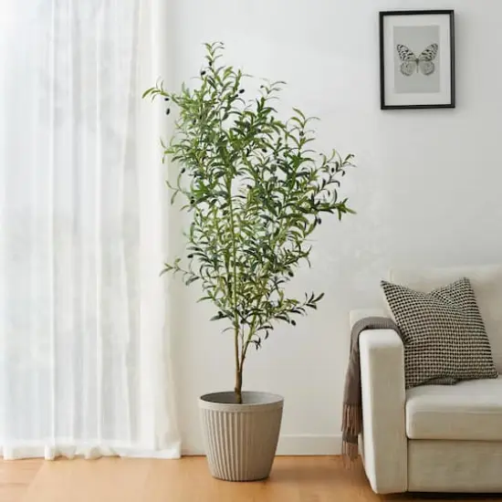 Glitzhome&reg; 6ft. Potted Faux Olive Tree {3}