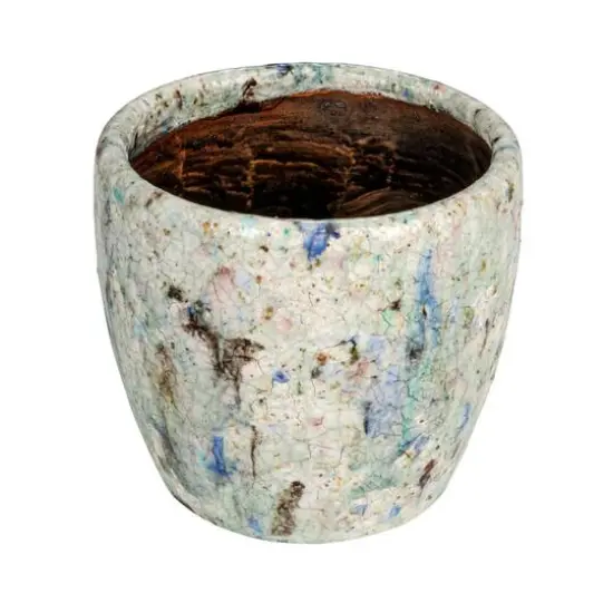Hello Honey&reg; 5.25" Blue Crackle Glaze Terra Cotta Planter {1}