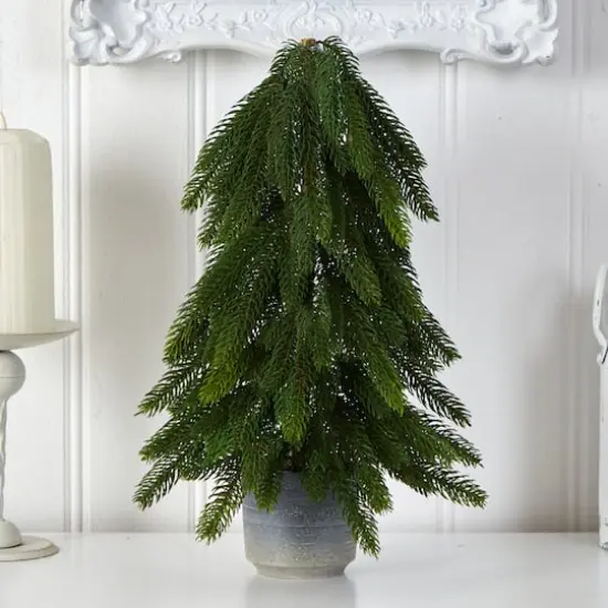 17" Unlit Artificial Pine Tree In Decorative Planter {4}