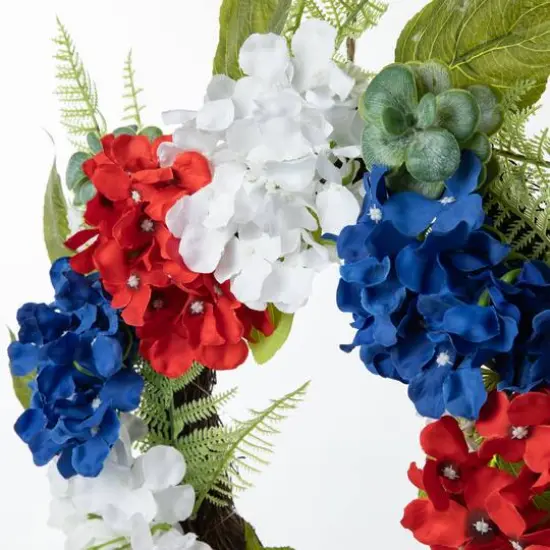 Glitzhome&reg; 22" Red, White & Blue Hydrangea Wreath {5}