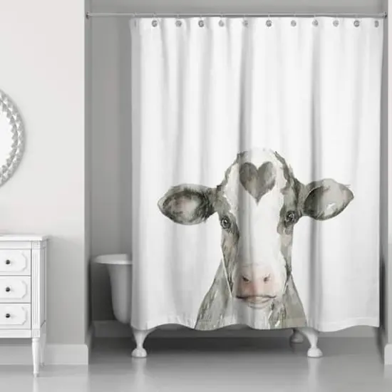 Cow with Heart 71" x 74" Shower Curtain {1}