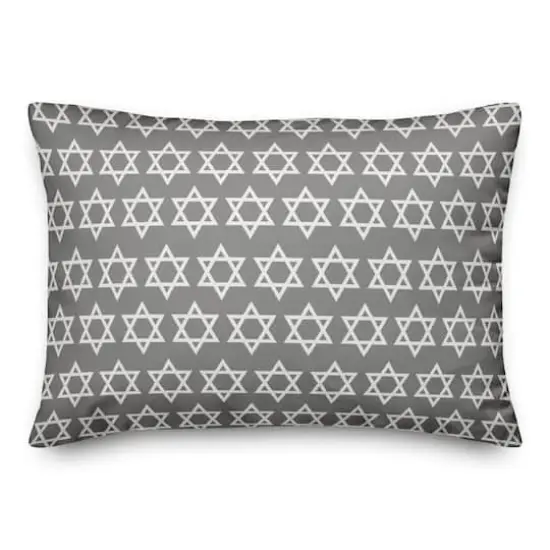Gray Star of David Pattern 14x20 Spun Poly Pillow {3}