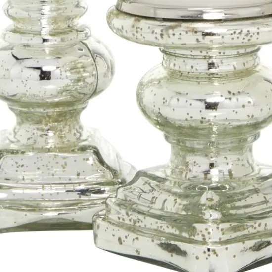Silver Glass Traditional Candle Holder Set, 2ct. {4}