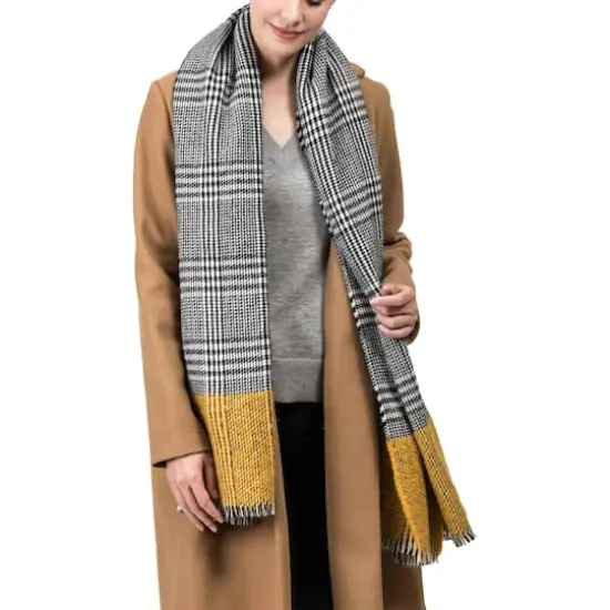 Glitzhome&reg; 70" Yellow & Gray Scarf with Fringe {6}