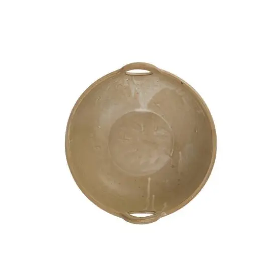 Hello Honey&reg; Tan Reactive Glaze Stoneware Serving Bowl with Handles {5}