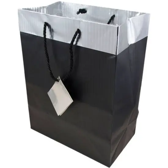 JAM Paper Large Black Pinstripe with Silver Top Gift Bags, 24ct. {3}