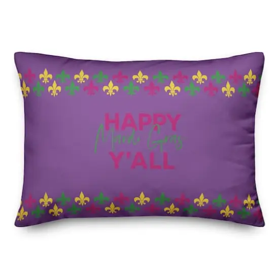 Happy Mardi Gras Throw Pillow {3}