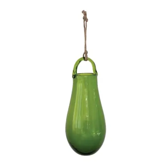 Hello Honey&reg; 8" Green Hand Blown Glass Hanging Vase {1}
