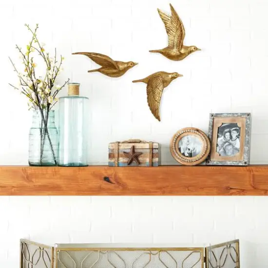 Gold Polystone Coastal Birds Wall Decor Set {7}