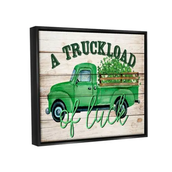 Stupell Industries Truckload Of Luck St Patrick's Day Farmhouse Floater Framed Art Black {4}