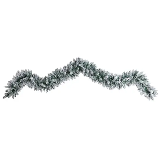 9ft. Pre-Lit LED Flocked Artificial Christmas Garland {4}