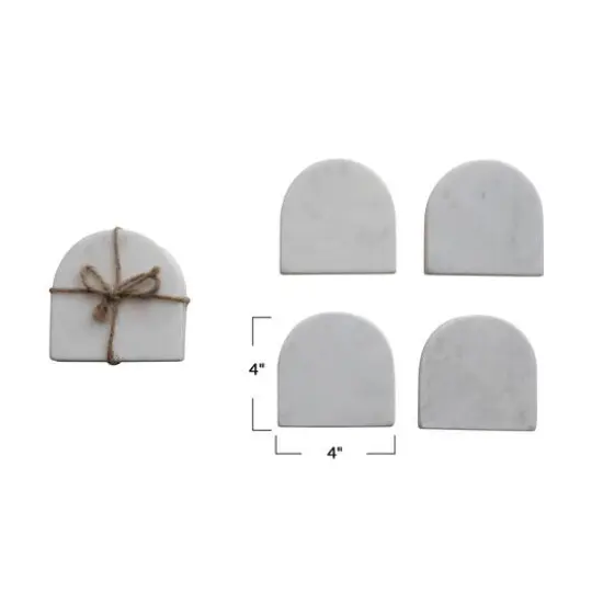 Hello Honey&reg; White Modern Arched Marble Coaster Set {5}