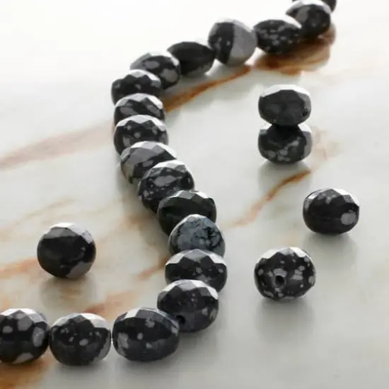 Black Snowflake Jasper Faceted Coin Beads, 8mm by Bead Landing&trade; {3}