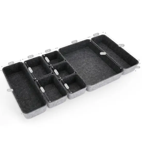 Welaxy Felt 8 Piece Drawer Organizer Tray Set Charcoal {9}