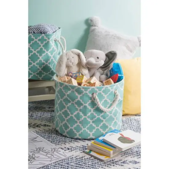 DII&reg; Large Round Polyester Lattice Bin Aqua {4}