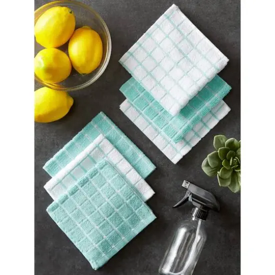 DII&reg; Aqua Combo Windowpane Dishcloths, 6ct. {11}
