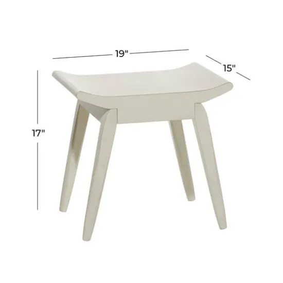 17" White Wood Traditional Stool {6}