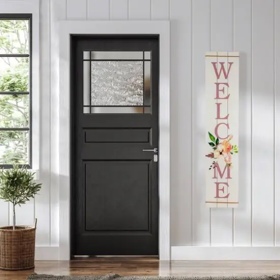 4ft. Floral Welcome Wooden Spring Wall Sign {3}