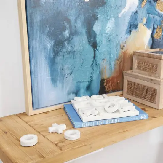 Marble Tic Tac Toe Game Set White {7}