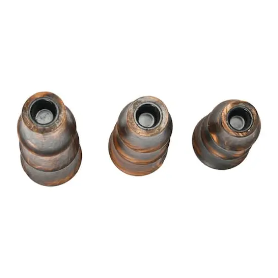 Hello Honey&reg; Wooden Waves Taper Candle Holder Set Espresso Finish {4}