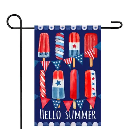 Hello Summer Patriotic Americana Popsicle Garden Flag, 12.5" x 18" {1}