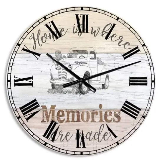 Designart 'Farmhouse Moment Truck Farmhouse Wall Clock {1}