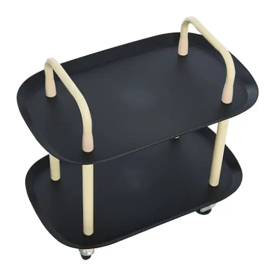 Hello Honey&reg; Main + Mesa&trade; 2-Tier Modern Plastic and Metal Trolley Black and Sand {7}