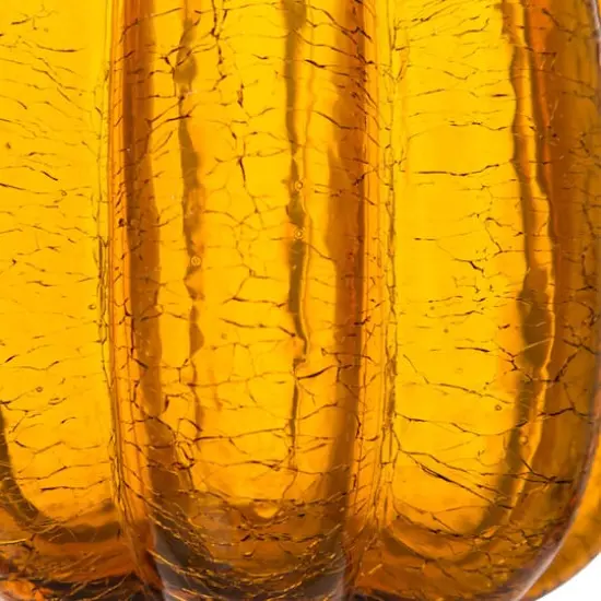 Glitzhome&reg; Tall Crackle Glass Pumpkin, Amber {11}