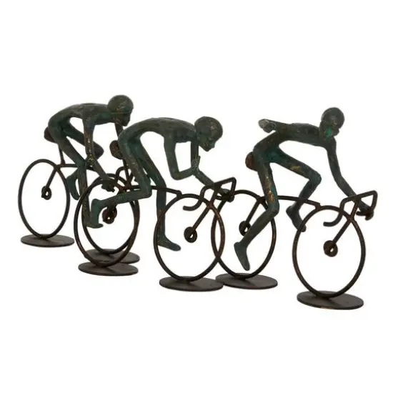 20" Bronze Polystone Cyclists Sculpture {1}