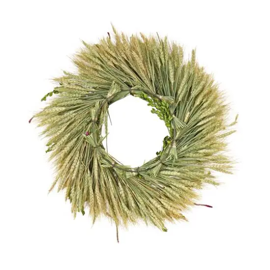 22'' Wheat and Straw Flowers Spring Wreath {5}