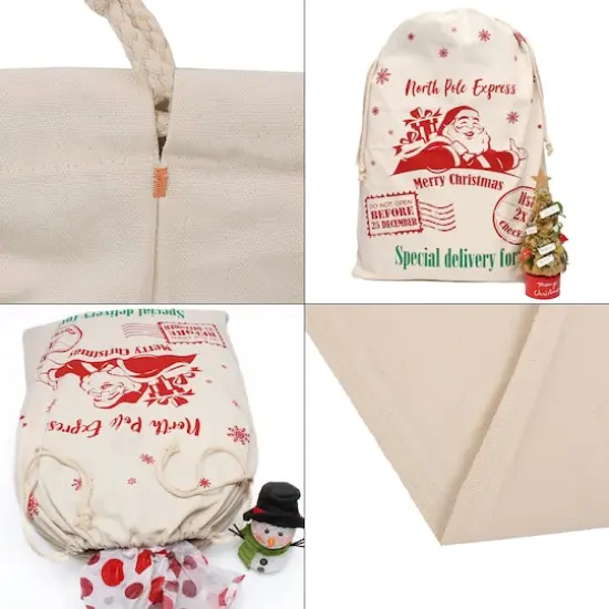 Personality Case&trade; 19" x 26" North Pole Express Merry Christmas Cotton Drawstring Bag {5}