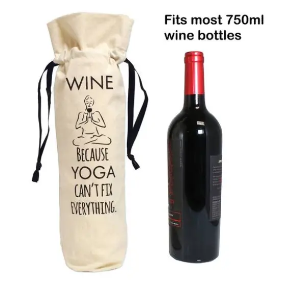 Personality Case&trade; Yoga Can't Fix Everything Canvas Wine Bag {6}