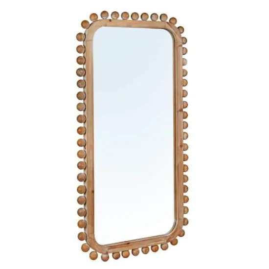 Hello Honey&reg; 45" Natural Boho-Southwestern Beaded Rectangular Firwood Wall Mirror {1}