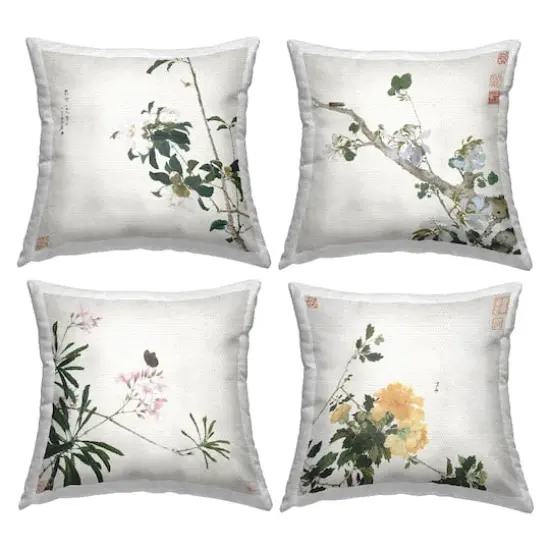 Stupell Industries Traditional Eastern Flowers Outdoor Printed Pillow Set {1}