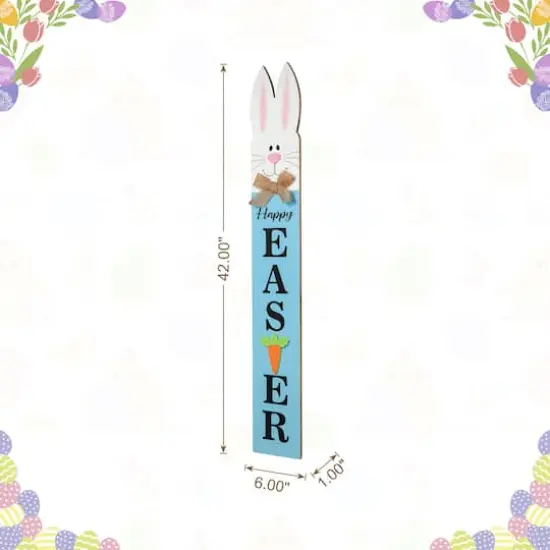 Glitzhome&reg; 42" Wooden Double-Sided Easter Welcome Porch Sign with Bunny Ears {4}