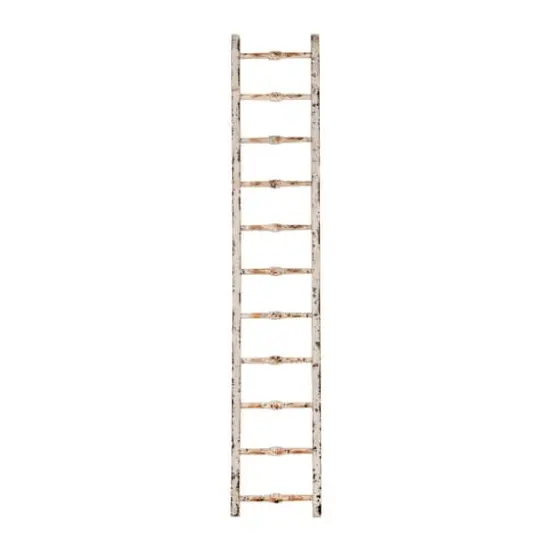 Hello Honey&reg; 6ft. Distressed White Decorative Wood Ladder {1}